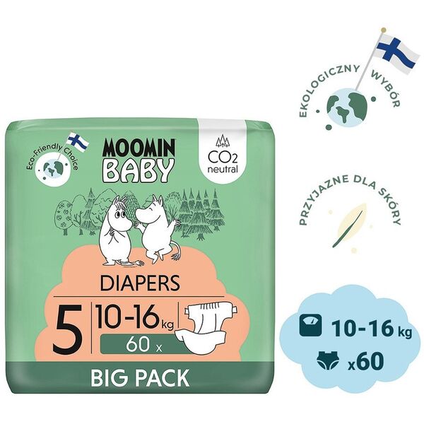 MOOMIN Baby, Πάνες 5 MAXI (10-16kg), 60 τεμ. EKO BIG PACK
