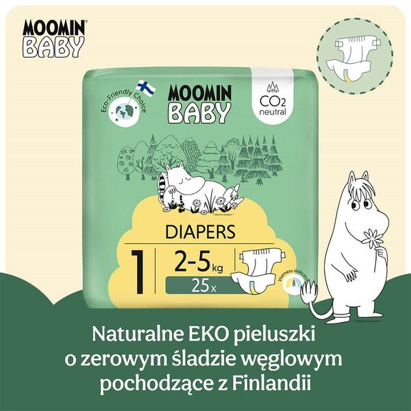 Muumi Baby, Πάνες 1 ΝΕΟΓΕΝΝΗΤΟ 2-5 kg, 25 τεμ. ΟΙΚΟ