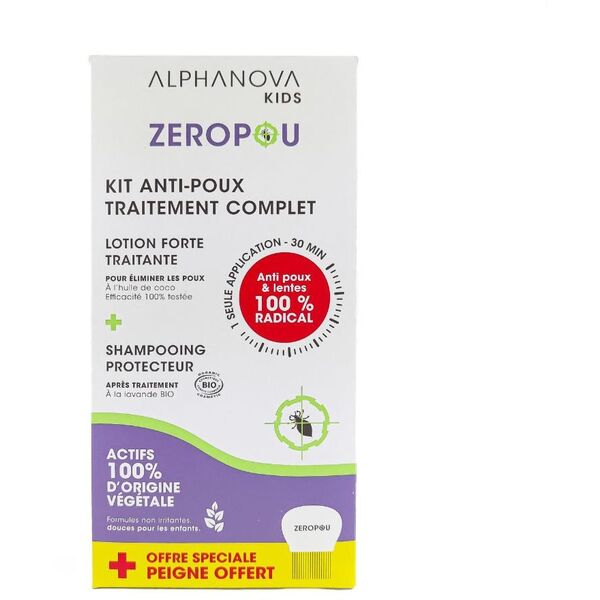 Alphanova Kids, ZEROPOU, Ολοκληρωμένο Σετ κατά της Ψείρας 3 σε 1 με Χτένα, Βάλσαμο και Σαμπουάν