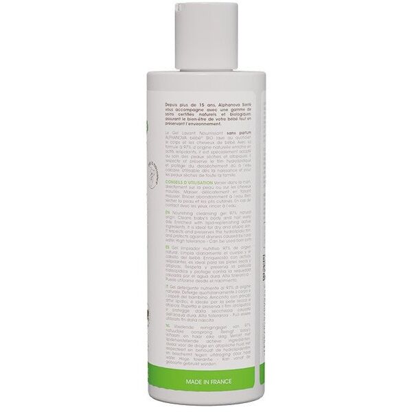 Alphanova Bebe Bio, Θρεπτικό τζελ καθαρισμού για το σώμα, το πρόσωπο και τα μαλλιά για βρέφη, 200ml