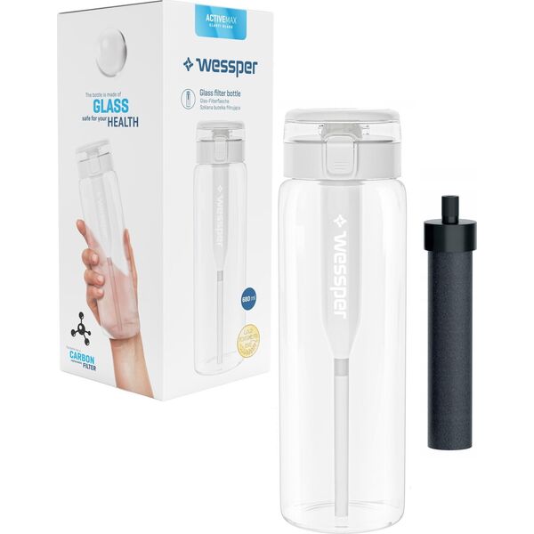 Wessper Szklana butelka filtrująca ActiveMax Clarti Glass 680ml