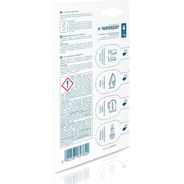 Wessper CleanTab uniwersalny odkamieniacz do ekspresów, czajników i żelazek w tabletkach