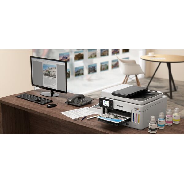Canon MAXIFY GX6150 MegaTank - Multifunktionsdrucker - Farbe - Tintenstrahl - CISS - Legal (216 x 356 mm), A4 (210 x 297 mm) (Original) - A4/Legal (Medien) - bis zu 24 ipm (Drucken) - 350 Blatt - USB 2.0, Wi-Fi(n), LAN