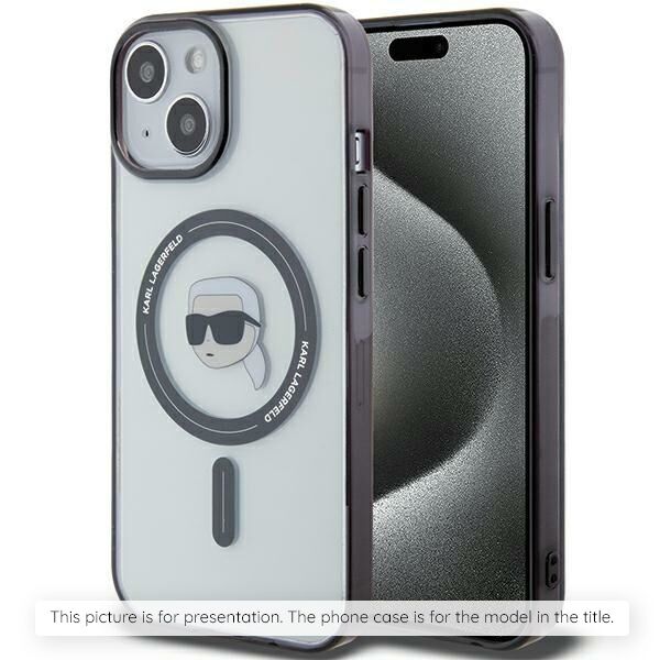Θήκη Karl Lagerfeld IML Metal Karl & Choupette Heads MagSafe για iPhone 16e μαύρο