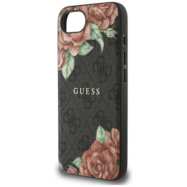 Θήκη Guess 4G Flowers Print MagSafe για iPhone 16e μαύρο