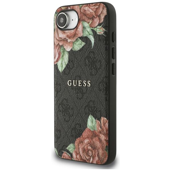 Θήκη Guess 4G Flowers Print MagSafe για iPhone 16e μαύρο
