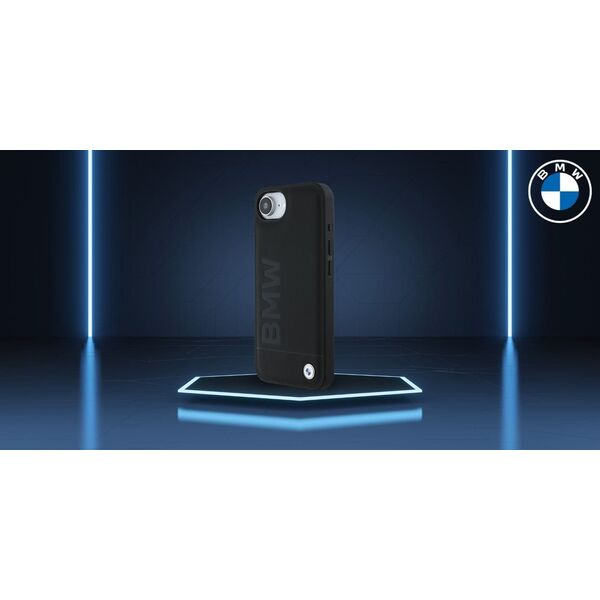 Θήκη BMW Δερμάτινη με Θερμοτυπία για iPhone 16e μαύρο