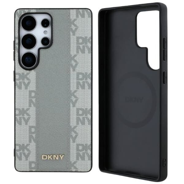 Θήκη DKNY Δερμάτινο Καρό Σχέδιο MagSafe για Samsung Galaxy S25 Ultra taupe