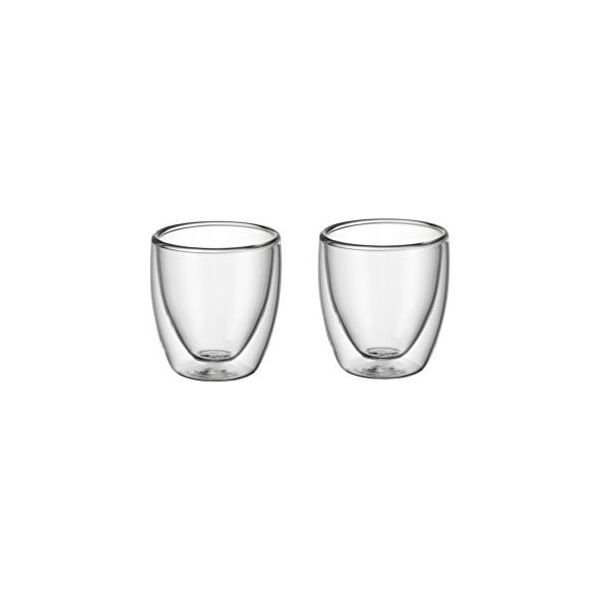 WMF Zestaw szklanek do espresso o podwójnych ściankach WMF Kult, 2 sztuki, H 6,5 cm, V 80 ml, szkło termiczne, żaroodporne, można myć w zmywarce
