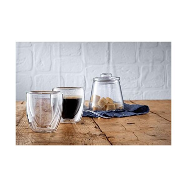 WMF Zestaw szklanek do espresso o podwójnych ściankach WMF Kult, 2 sztuki, H 6,5 cm, V 80 ml, szkło termiczne, żaroodporne, można myć w zmywarce