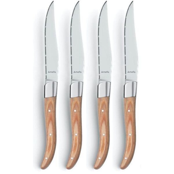 Σετ μαχαιριών μπριζόλας Amefa Amefa Royal Steak 2520 - 4 τεμ. με ξύλινη λαβή και ξύλινο κουτί
