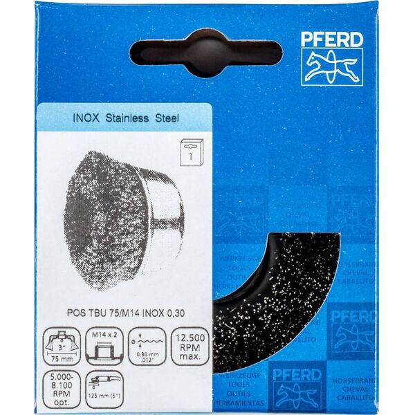 Sourcing Metal brush-cup PFERD TBU 75/M14 INOX 0.3