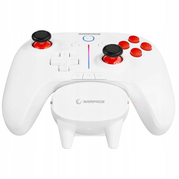 Rampage Hydra Pro Ασύρματο Χειριστήριο RGB με βάση φόρτισης λευκό