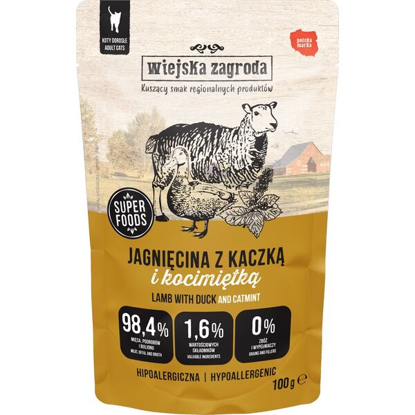 Karma mokra dla kota Jagnięcina z kaczką i kocimiętką (dorosły) 100g