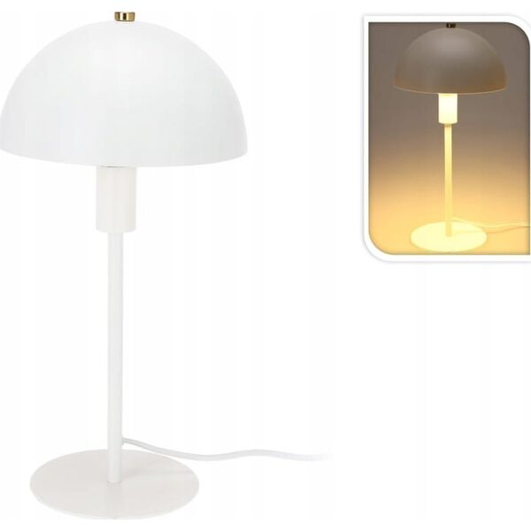 Lampka biurkowa stołowa biała metalowa 18x36cm grzybek minimalistyczna