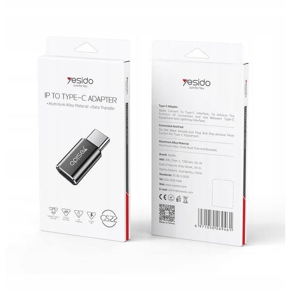 yesido Αντάπτορας OTG GS22 Type-C-Lightning ΜΑΥΡΟ