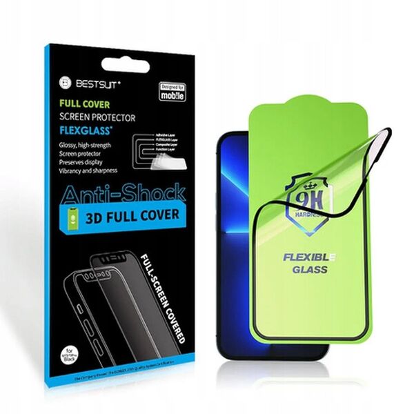 Υβριδικό γυαλί Bestsuit Flexible 5D Full Glue για Xiaomi Redmi Note 14 4G/5G μαύρο