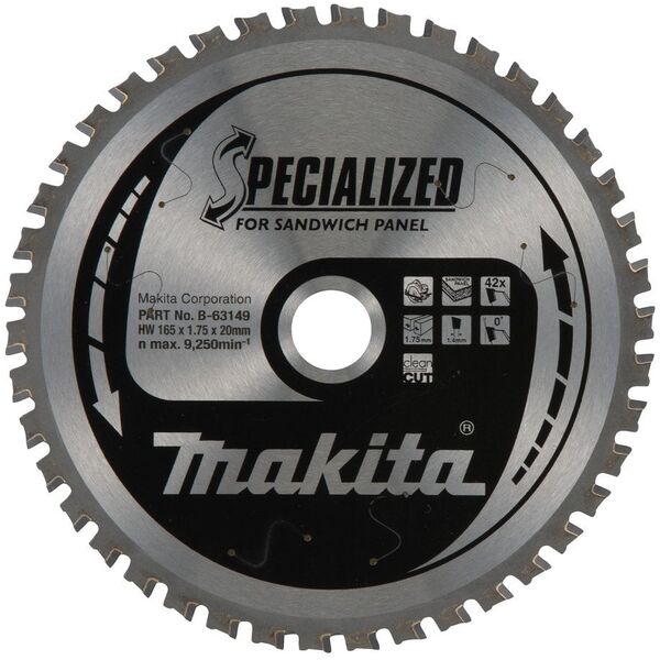 Δίσκος κοπής Makita για πάνελ σάντουιτς MAKITA 165x20x1.75mm