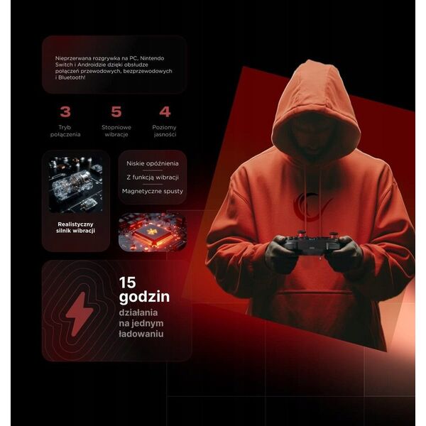 Rampage Hydra Ασύρματο RGB gaming χειριστήριο μαύρο