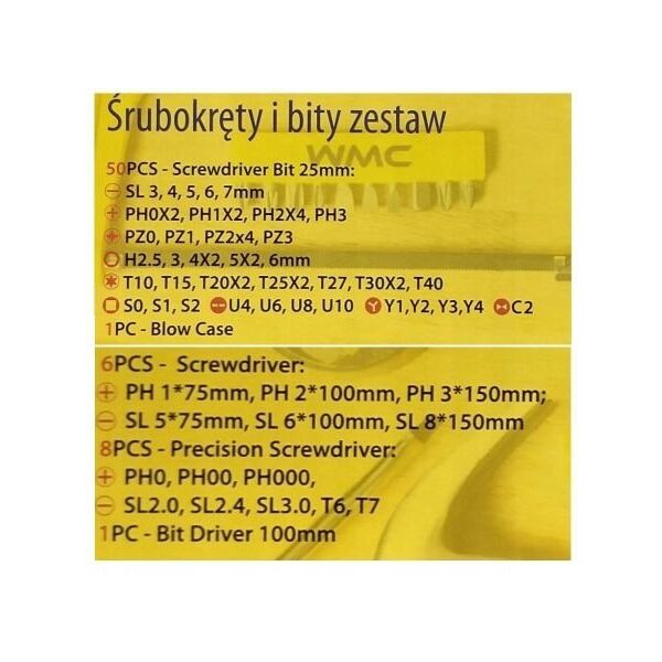 Zestaw śrubokrętów wkrętaków i bitów z magnesem 65el.