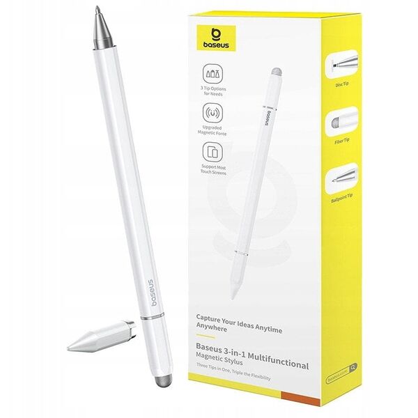 Στυλό Baseus Smooth Writing III 3w1 παθητική γραφίδα - μαγνητική έκδοση - λευκό