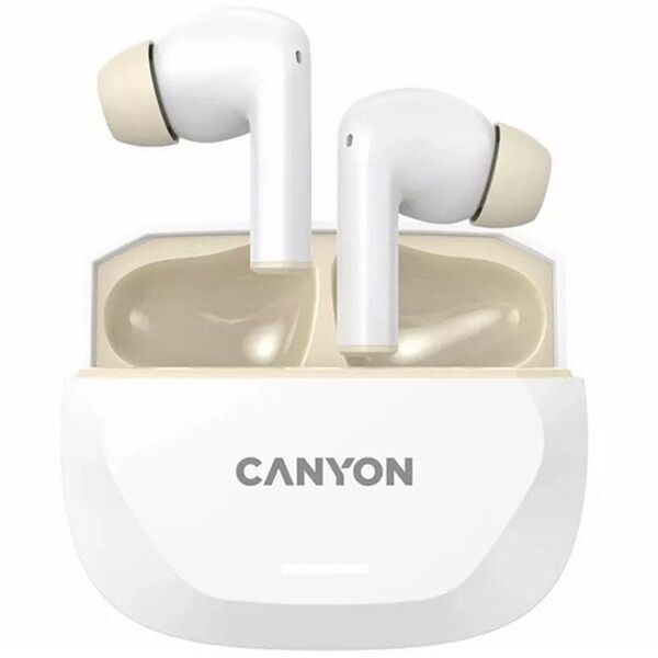 Ακουστικά CANYON HEXAGON 7 TWS ANC+ENC Ασύρματη Φόρτιση Λευκό Μπεζ