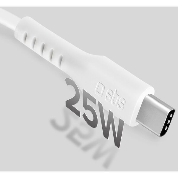 Καλώδιο SBS TECABLETCC10W USB-C - USB-C Power Delivery 25W 1 m - λευκό