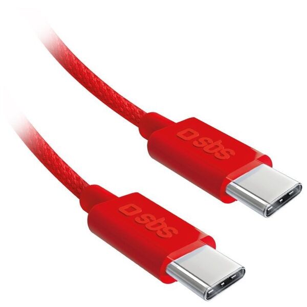 Καλώδιο SBS TECABLETISSUETCCR USB-C - USB-C 1,5m 60 W με επένδυση - κόκκινο