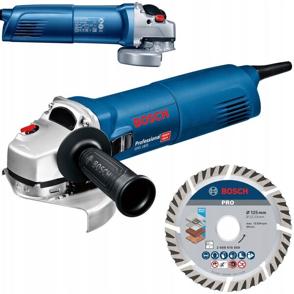 ΓΩΝΙΑΚΟΣ ΤΡΟΧΟΣ 125MM BOSCH GWS 1400 1400W + ΔΙΑΜΑΝΤΟΔΙΣΚΟΣ