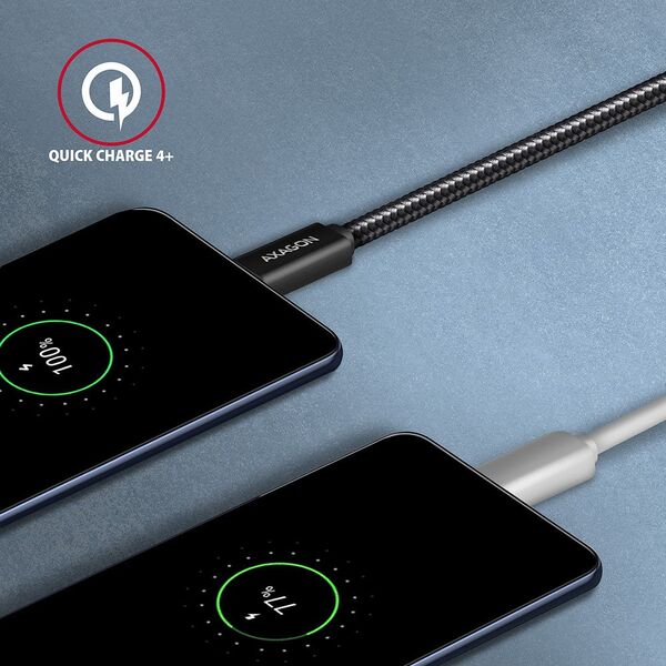 Καλώδιο AXAGON BUCM32-CM05AB, SPEED+ USB-C σε USB-C, 0.5m, USB 20Gbps, PD 100W 5A, 4K HD, ALU, πλέξη, μαύρο