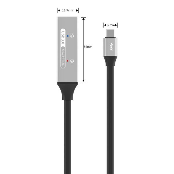 PREMIUMCORD USB-C επαναλήπτης και καλώδιο προέκτασης Male-Female, 5Gbps Αλουμίνιο 5m