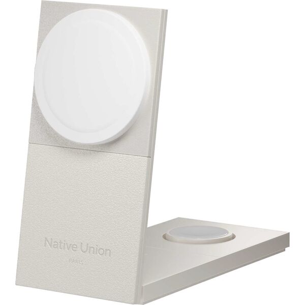 Native Union Rise 3-in-1 INT Qi2 Ασύρματος Φορτιστής - ασύρματος φορτιστής Qi2 15W για τρεις συσκευές συμβατός με MagSafe, περιλαμβάνει αντάπτορα και βύσματα ΕΕ και ΗΒ (sandstone)