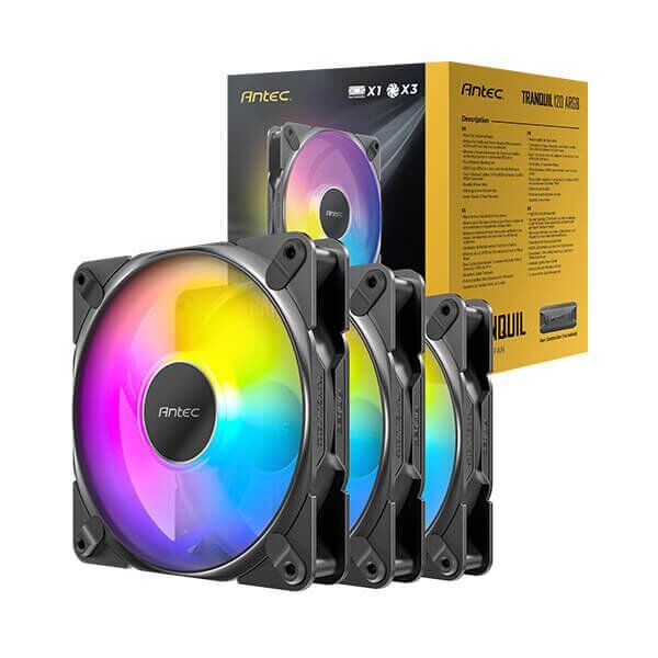 Ανεμιστήρας Antec Tranquil 120mm PWM ARGB Μαύρο (3 τεμάχια με ελεγκτή)