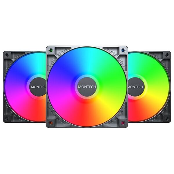 Montech GF120 PWM ARGB ανεμιστήρας, σετ 3 τεμαχίων - 120mm, μαύρο