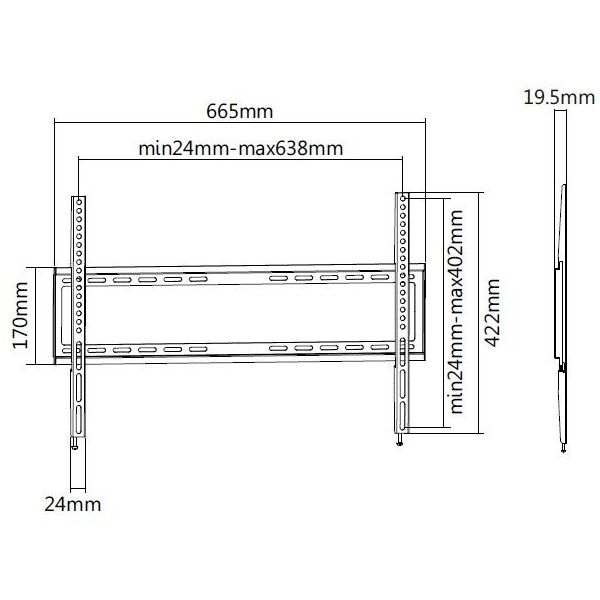 Επιτοίχια βάση Equip Equip 37"-70"/  1TFT 35kg σταθερή              μαύρο
