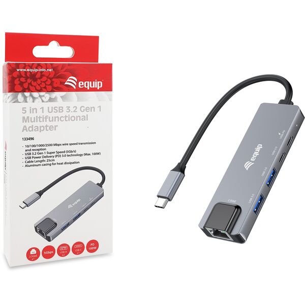 Equip 133496 σταθμός σύνδεσης Ενσύρματο USB 3.2 Gen 1 (3.1 Gen 1) Type-C Γκρι