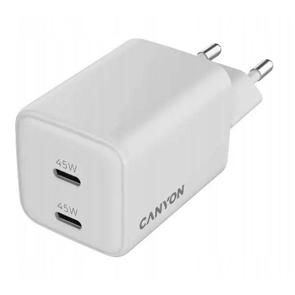 CANYON Φορτιστής τοίχου CU45CC GaN 45W 2xPD EU Λευκός