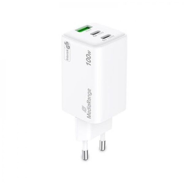 Φορτιστής MEDIARANGE 100W 3-Port 2x USB-C και 1x USB-A, λευκό