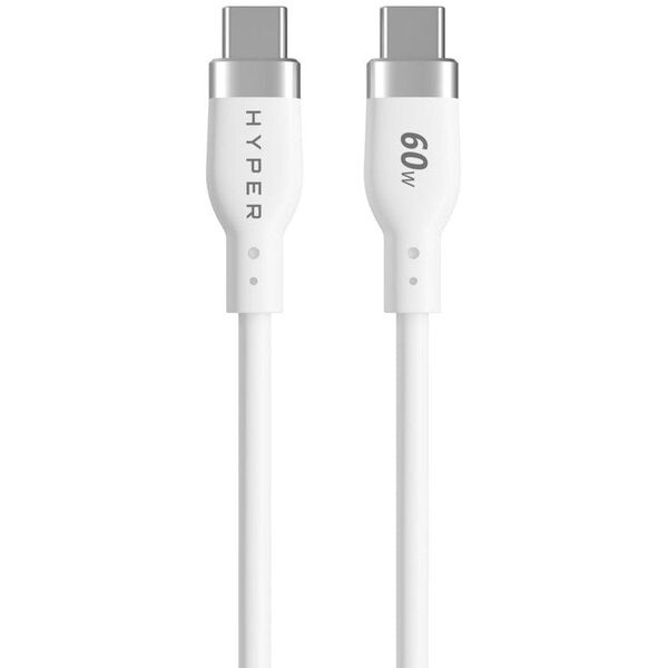 Καλώδιο φόρτισης Hyper 1.5m Silicone USB-C σε USB-C 60W, Λευκό
