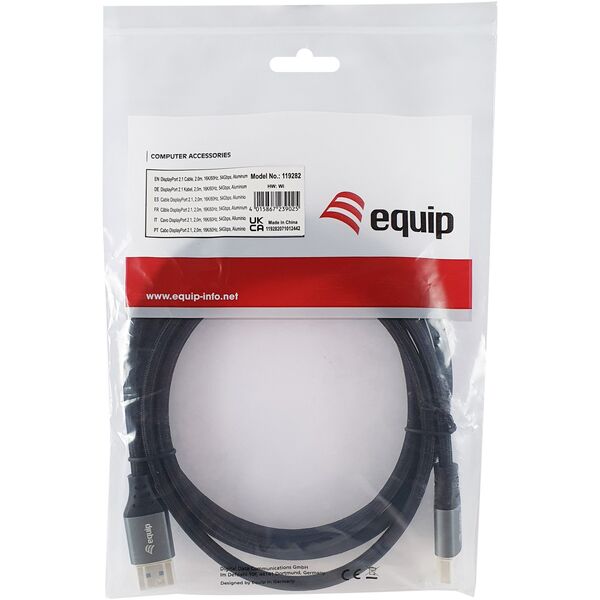 Καλώδιο Equip DisplayPort 2.1 St/St 2.00m16K/60Hz συμβατό με HDCP Αλουμίνιο γκρι