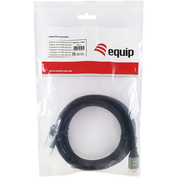 Καλώδιο DisplayPort 2.1 Equip St/St 3.00m16K/60Hz συμβατό με HDCP Αλουμίνιο γκρι