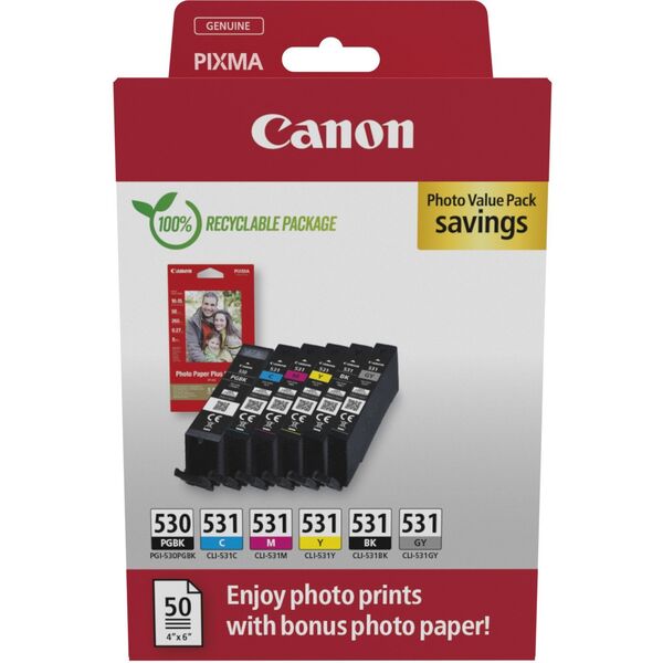 Canon Ink 6117C004 / PGI-530/CLI-531 Multipack BK,C,M,Y,GY