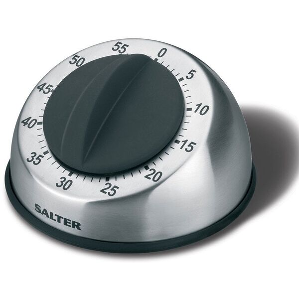 Salter 338 SSBKXR15, Mechanical kitchen timer, Black, Stainless steel, 60 min, Stainless steel, 96 mm, 96 mm