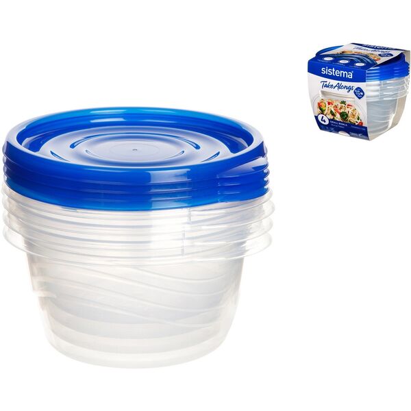 Sistema 760ml Μικρό Μπολ 4 Πακέτο, Μπολ, Στρογγυλό, 0.76 L, Μπλε, Διαφανές, Πολυπροπυλένιο (PP), Νέα Ζηλανδία