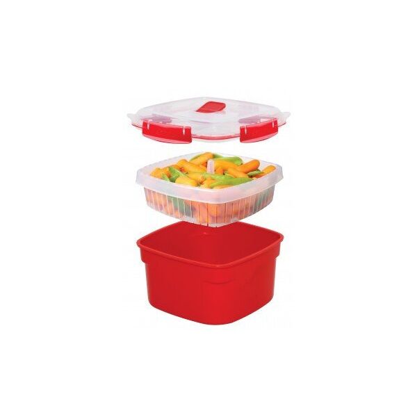Σύστημα 1103, Ατμομάγειρας, Κόκκινο, 3200 ml, Διαφανές, 13.53 φλιτζάνια, 238 mm