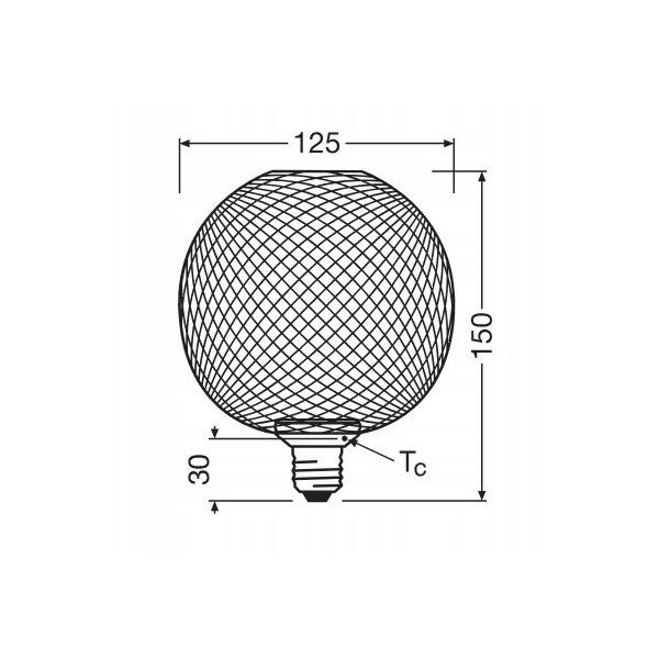 Διακοσμητικός λαμπτήρας LED OSRAM FLAT, E27 G125BK, 3.5 W, 2700K, 300 lm, NON-DIM, μαύρο χρώμα.