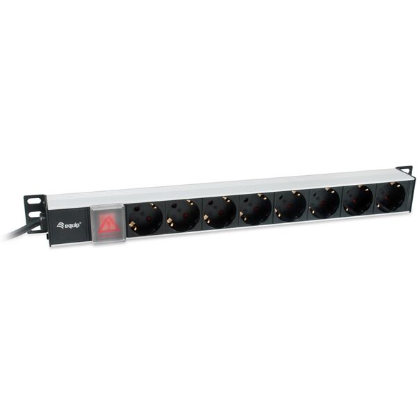 Equip 333308 διανομέας ισχύος PDU 8 x πρίζα δικτύου 1U Μαύρο, Ασημί
