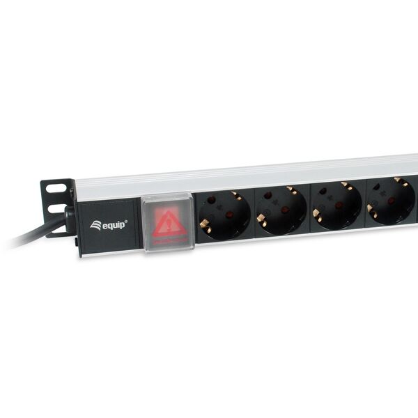 Equip 333308 διανομέας ισχύος PDU 8 x πρίζα δικτύου 1U Μαύρο, Ασημί