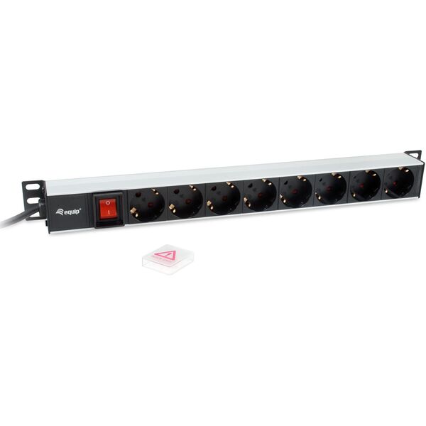 Equip 333308 διανομέας ισχύος PDU 8 x πρίζα δικτύου 1U Μαύρο, Ασημί