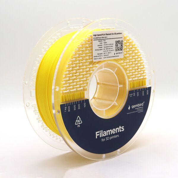 Νήμα GEMBIRD PLA Υψηλής Ταχύτητας κίτρινο 1 75 mm 1 kg